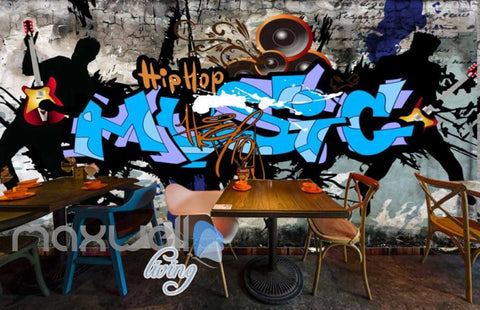 Image of 3D Graffiti Band Hiphop Music Street Art Wall Murals Wallpaper Decal Print Decor IDCWP-TY-000210