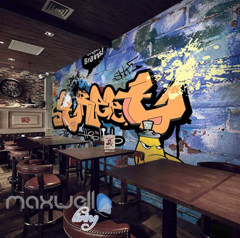 Image of 3D Graffiti Brains Street Hiphop Boys Art Wall Mural Wallpaper Decal Print Decor IDCWP-TY-000212