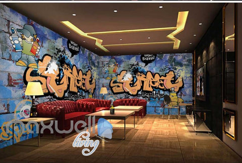 Image of 3D Graffiti Brains Street Hiphop Boys Art Wall Mural Wallpaper Decal Print Decor IDCWP-TY-000212