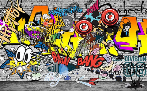 Image of 3D Graffiti Boing Bang Hiphop Color Art Wall Murals Wallpaper Decals Print Decor IDCWP-TY-000213
