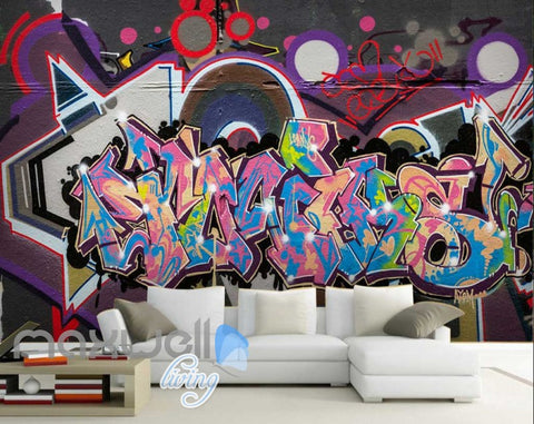 Image of 3D Graffiti Abstract World Letters Street Art Wall Murals Wallpaper Decals Print IDCWP-TY-000217