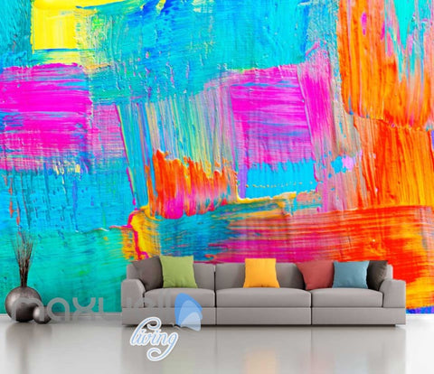 Image of 3D Graffiti Blue Pink Paint Theme Art Wall Murals Wallpaper Decals Prints Decor IDCWP-TY-000226