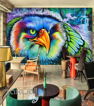 3D Graffiti Eagle Green Theme Street Wall Murals Wallpaper Decals Prints Decor IDCWP-TY-000227