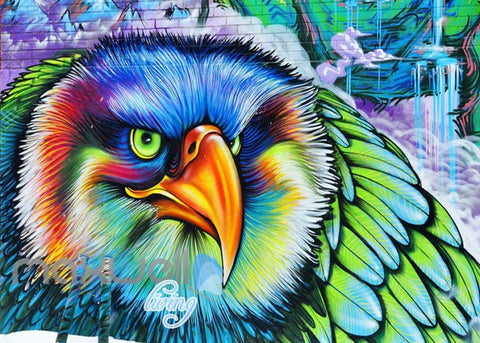 Image of 3D Graffiti Eagle Green Theme Street Wall Murals Wallpaper Decals Prints Decor IDCWP-TY-000227