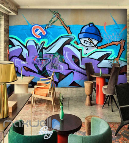 Image of 3D Graffiti Snow Man Letter Street Art Wall Murals Wallpaper Decals Prints Decor IDCWP-TY-000231