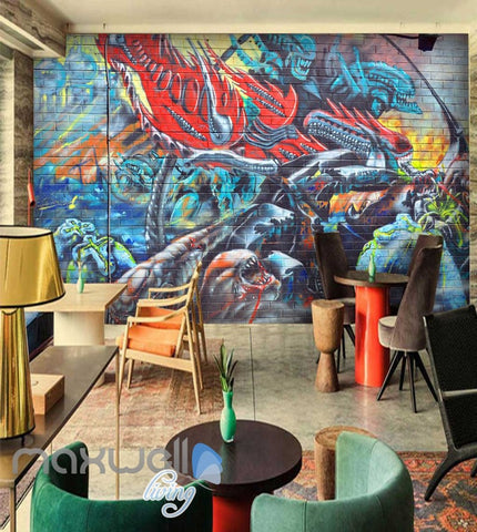 Image of 3D Graffiti Monster Devil Hell Art Wall Murals Wallpaper Decals Prints Decor IDCWP-TY-000232