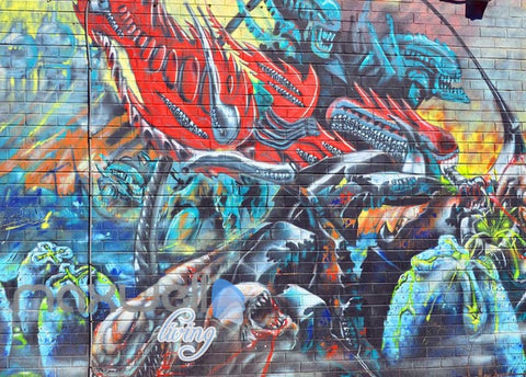 Image of 3D Graffiti Monster Devil Hell Art Wall Murals Wallpaper Decals Prints Decor IDCWP-TY-000232