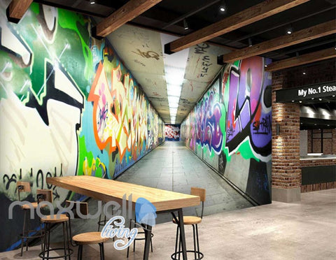 Image of 3D Graffiti Underground Letters Art Wall Murals Wallpaper Decals Prints Decor IDCWP-TY-000233