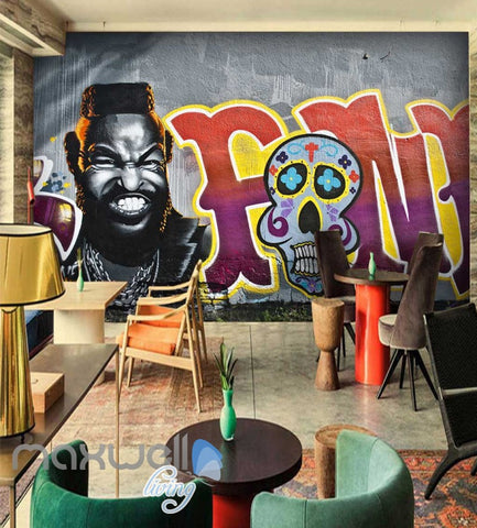 Image of 3D Graffiti Sugar Skull Cool Man Art Wall Murals Wallpaper Decals Prints Decor IDCWP-TY-000234