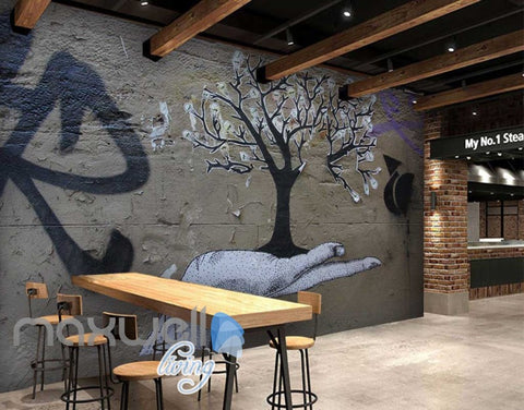 Image of 3D Graffiti Hand Bulb Tree Street Art Wall Murals Wallpaper Decals Prints Decor IDCWP-TY-000235