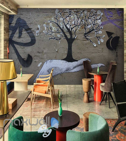 Image of 3D Graffiti Hand Bulb Tree Street Art Wall Murals Wallpaper Decals Prints Decor IDCWP-TY-000235