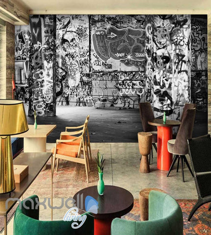 Image of 3D Graffiti Black White Letters Word Wall Murals Wallpaper Decals Prints Decor IDCWP-TY-000237