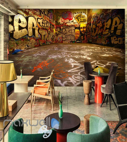 Image of 3D Graffiti Ground Abstract Letters Art Wall Murals Wallpaper Decals Print Decor IDCWP-TY-000238