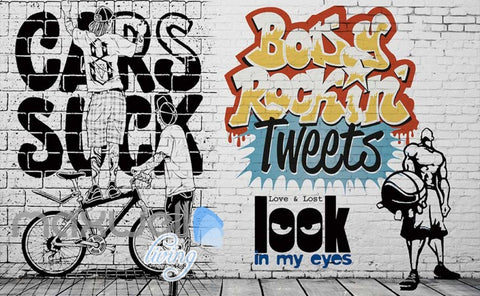 Image of 3D Graffiti Love & Lost Rock Tweets Art Wall Murals Wallpaper Decals Print Decor IDCWP-TY-000240