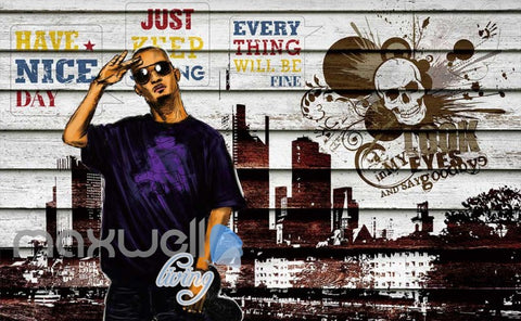 Image of 3D Graffiti Rocker Skull New York Art Wall Murals Wallpaper Decals Prints Decor IDCWP-TY-000242