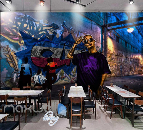 Image of 3D Graffiti Feather Paint Back Street Art Wall Murals Wallpaper Decals Prints IDCWP-TY-000246