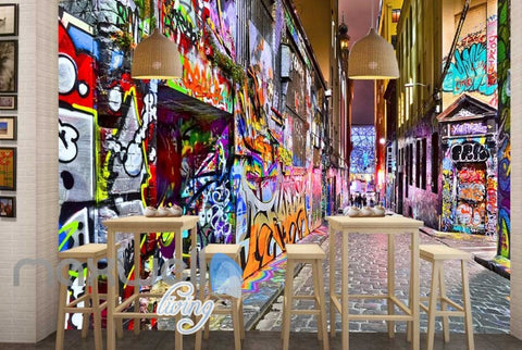 Image of 3D Graffiti Street Lane Art Gallery Wall Murals Wallpaper Decals Prints Decor IDCWP-TY-000252