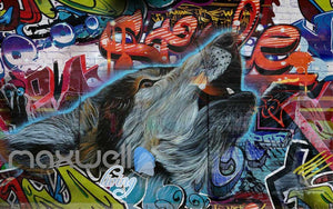 3D Graffiti Wild Wolf Abstract Street Art Wall Murals Wallpaper Decals Prints IDCWP-TY-000273