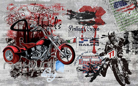 Image of 3D Graffiti Motorbike Soccer Team Art Wall Murals Wallpaper Decals Prints Decor IDCWP-TY-000276