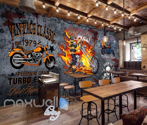 Image of 3D Graffiti Vintage Classic Speedway Wall Murals Wallpaper Decals Prints Decor IDCWP-TY-000278