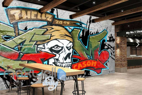 Image of 3D Graffiti Skull Monster Street Art Wall Murals Wallpaper Decals Prints Decor IDCWP-TY-000279