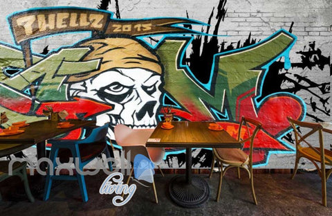 Image of 3D Graffiti Skull Monster Street Art Wall Murals Wallpaper Decals Prints Decor IDCWP-TY-000279