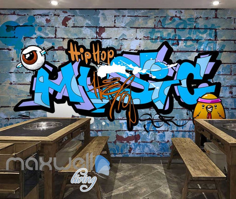Image of 3D Graffiti Hiphop Music Eyeball Chicken Wall Mural Wallpaper Decals Print Decor IDCWP-TY-000285