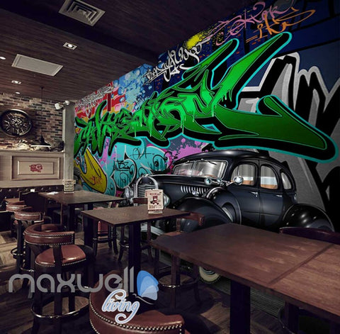 Image of 3D Graffiti Vintage Car Abstract Street Wall Murals Wallpaper Decals Print Decor IDCWP-TY-000286