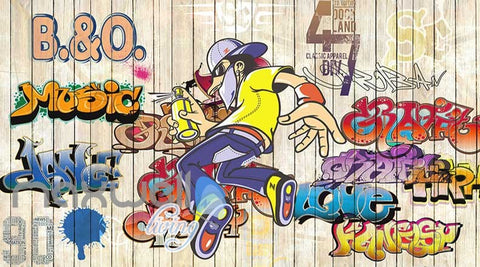 Image of 3D Graffiti Music Love Dance Street Art Wall Murals Wallpaper Decals Print Decor IDCWP-TY-000287