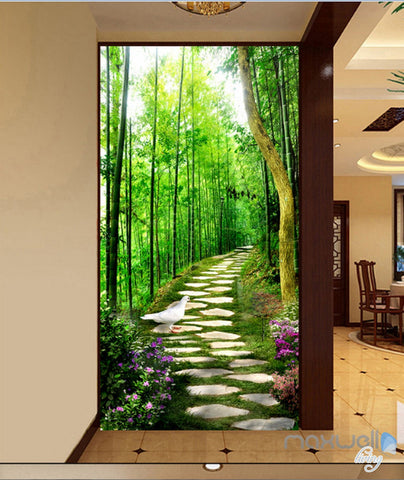 Image of 3D Bird Forest Lane Corridor Entrance Wall Mural Decals Art Prints Wallpaper 007