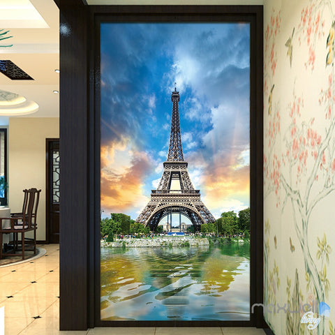 Image of 3D Pairs Eiffel Tower Cloud Corridor Entrance Wall Mural Decals Art Print Wallpaper 019