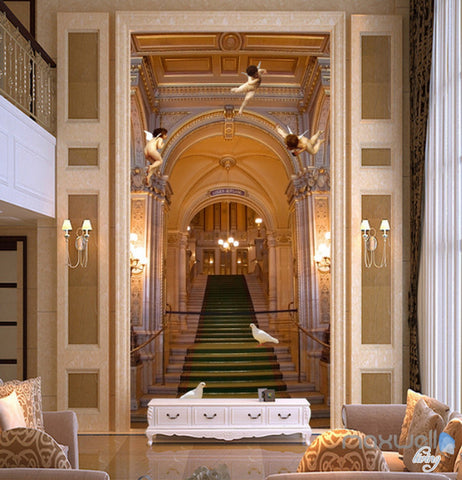 Image of 3D Angel Bird Stair Hall Corridor Entrance Wall Mural Decals Art Print Wallpaper 022