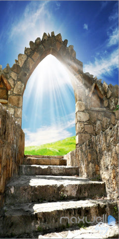 Image of 3D Stone Arch Sunshine Corridor Entrance Wall Mural Decals Art Print Wallpaper 036