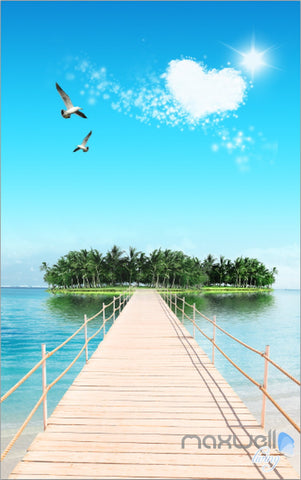 Image of 3D Island Long Jetty Sun Corridor Entrance Wall Mural Decals Art Print Wallpaper 038