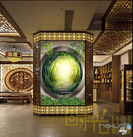 Image of 3D Mystery Forest Window Corridor Entrance Wall Mural Decals Art Print Wallpaper 039
