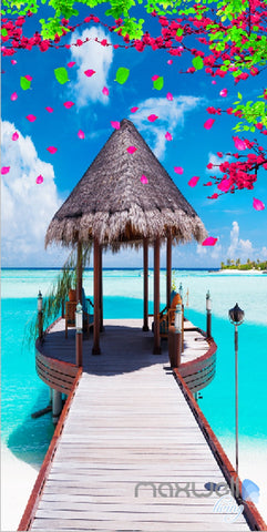 Image of 3D Tropical Pier Corridor Entrance Wall Mural Decals Art Print Wallpaper 059