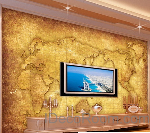 Image of 3D Classic Navigation World Map Wallpaper Wall Decals Wall Art Print Mural Home Decor Indoor Office Business Deco