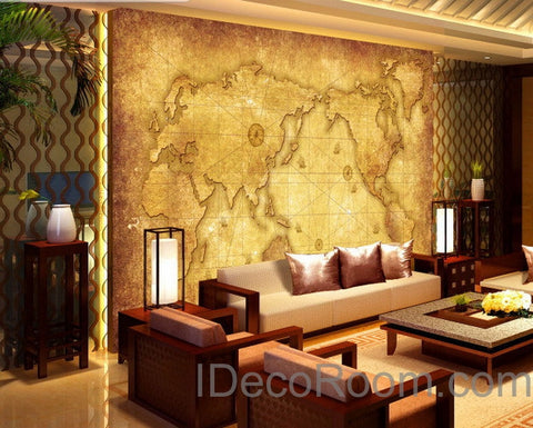 Image of 3D Classic Navigation World Map Wallpaper Wall Decals Wall Art Print Mural Home Decor Indoor Office Business Deco
