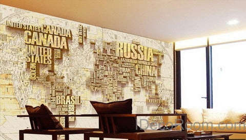 Image of Abstract World Map Nation 3D Wallpaper Wall Decals Wall Art Print Mural Home Decor Indoor Office Business Deco