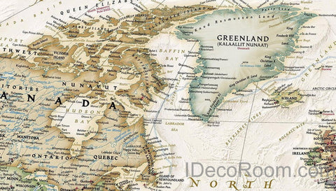 Image of Classic HD World Map 3D Wallpaper Wall Decals Wall Art Print Mural Home Decor Indoor Office Business Deco