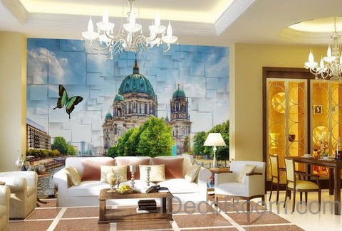 Image of 3D Wall paper Butterfly Castle Wallpaper Wall Decals Wall Art Print Mural Home Decor Indoor Bussiness Office Deco