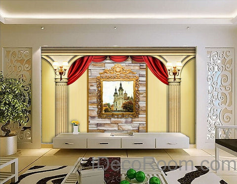 Image of 3D Castle Painting Roman pillars Wall paper Wallpaper Wall Decals Wall Art Print Mural Home Decor Indoor Bussiness Office Deco