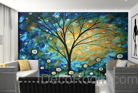 Image of 3D Starry Trees Lolliepop Flower Wall Mural Wallpaper Wall Decals Wall Art Print Home Decor Indoor Bussiness Office Wall Paper