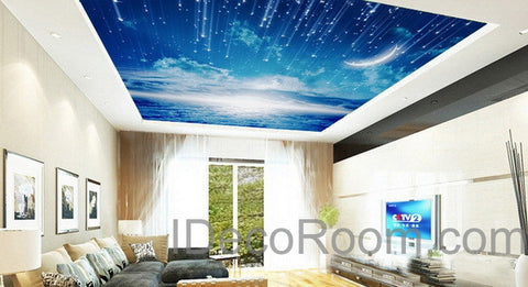 Image of 3D Moonlight Clouds Starry Night Ceiling Wall Mural Wall paper Decal Wall Art Print Deco Kids wallpaper