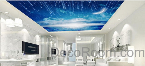 Image of 3D Moonlight Clouds Starry Night Ceiling Wall Mural Wall paper Decal Wall Art Print Deco Kids wallpaper