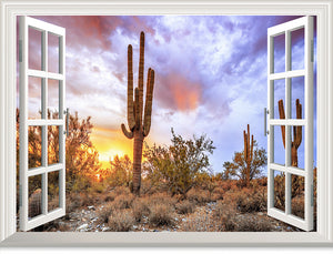 3D Arizona Desert Landscape window wall sticker art decal IDCCH-LS-002807 Size:55”W x 42”H
