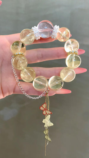 Radiant Citrine Crystal Bracelet with Butterfly Charms QJ01