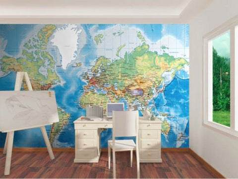 Image of Business World Map 1 Wallpaper Wall Decals Wall Art Wall Print Mural Home Decor Gift Office