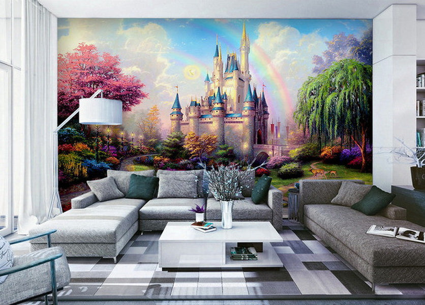 Wall Paper Pink Princess Castle Wallpaper Wall Decals Wall Art Print M ...