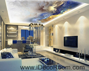 Gold Blue Clouds Fog 00062 Ceiling Wall Mural Wall paper Decal Wall Art Print Decor Kids wallpaper